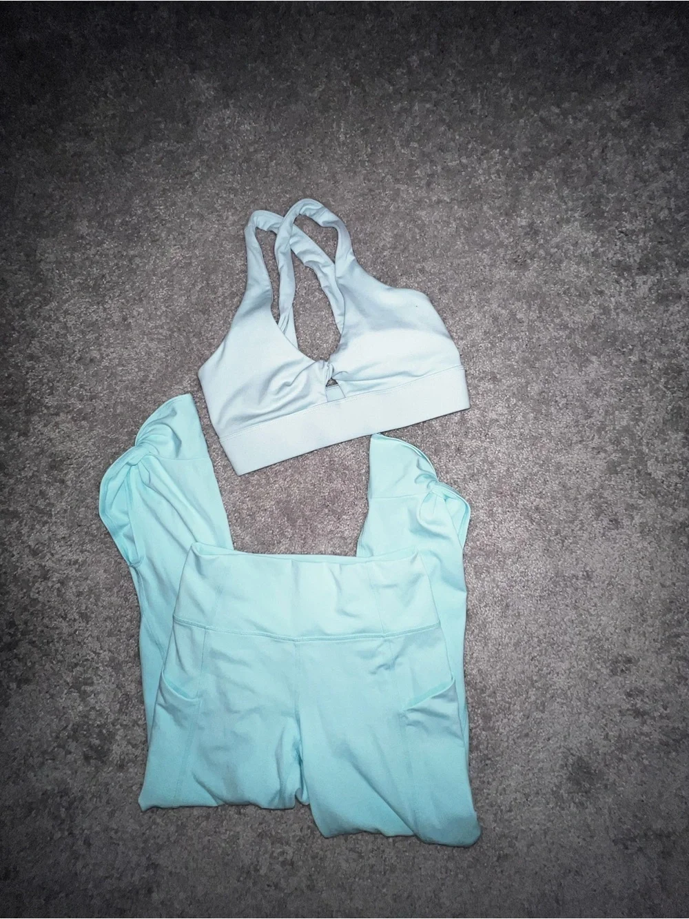 Fabletics Light Blue High-Waist Leggings with Strappy Sports Bra